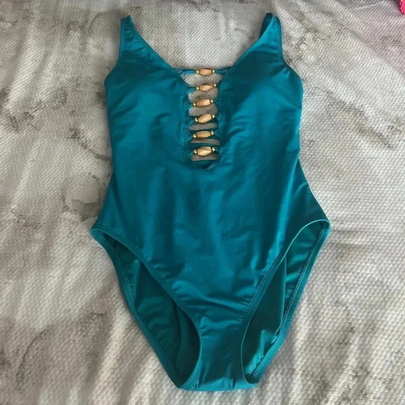 BLEU BY ROD BEATTIE PARADISE FOUND LOW NECK ONE PIECE SWIMSUIT - Picture 4 of 9